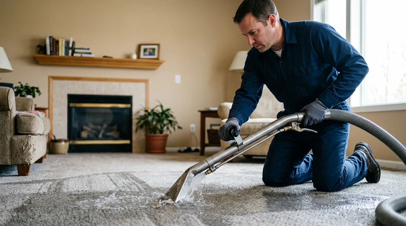 Water damage restoration technician working near Fremont, NC
